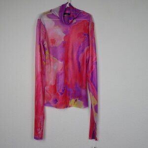 AFRM Mesh Top Women's Size XS Purple Pink Long Sleeve Hippie Festival Boho